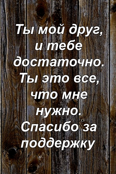 Ты мой друг, и тебе достаточно. Ты это все, что мне нужно. Спасибо за поддержку