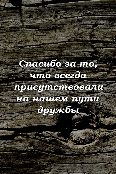 Спасибо за то, что всегда присутствовали на нашем пути дружбы