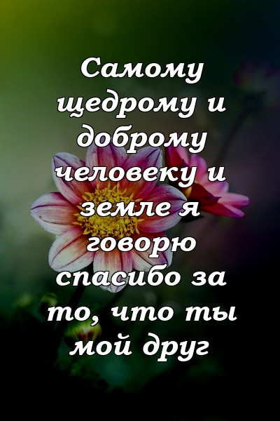 Самому щедрому и доброму человеку и земле я говорю спасибо за то, что ты мой друг