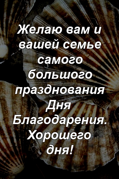 Желаю вам и вашей семье самого большого празднования Дня Благодарения. Хорошего дня!