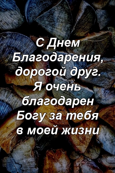 С Днем Благодарения, дорогой друг. Я очень благодарен Богу за тебя в моей жизни