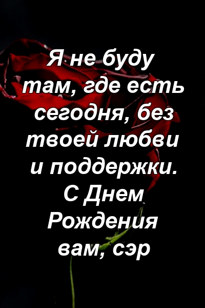 Я не буду там, где есть сегодня, без твоей любви и поддержки. С Днем Рождения вам, сэр