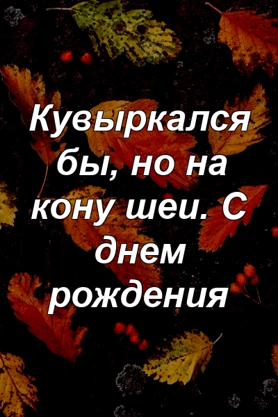 Кувыркался бы, но на кону шеи. С днем ​​рождения