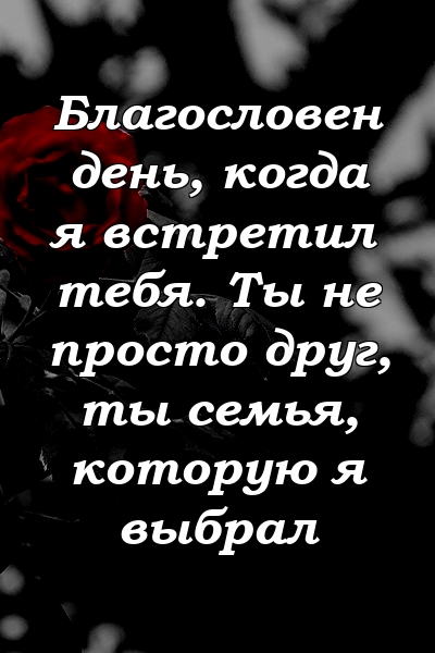 Благословен день, когда я встретил тебя. Ты не просто друг, ты семья, которую я выбрал