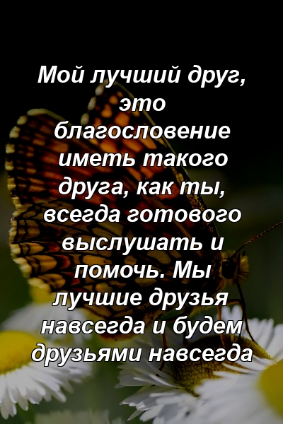 Мой лучший друг, это благословение иметь такого друга, как ты, всегда готового выслушать и помочь. Мы лучшие друзья навсегда и будем друзьями навсегда