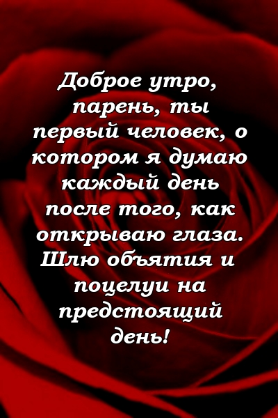 Доброе утро, парень, ты первый человек, о котором я думаю каждый день после того, как открываю глаза. Шлю объятия и поцелуи на предстоящий день!