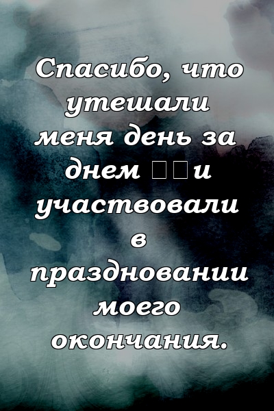 Спасибо, что утешали меня день за днем ​​и участвовали в праздновании моего окончания.