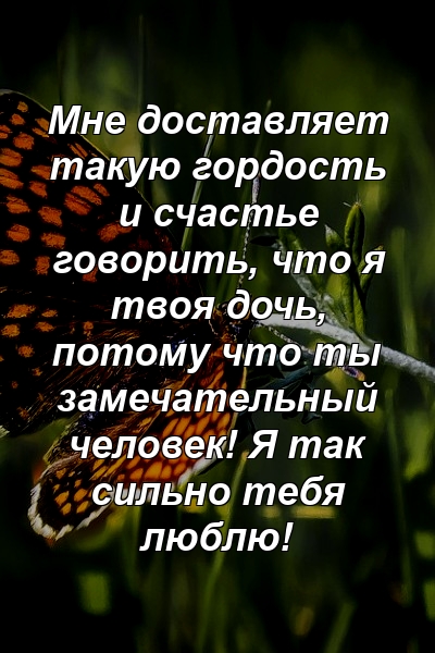 Мне доставляет такую ​​гордость и счастье говорить, что я твоя дочь, потому что ты замечательный человек! Я так сильно тебя люблю!