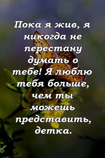 Пока я жив, я никогда не перестану думать о тебе! Я люблю тебя больше, чем ты можешь представить, детка.