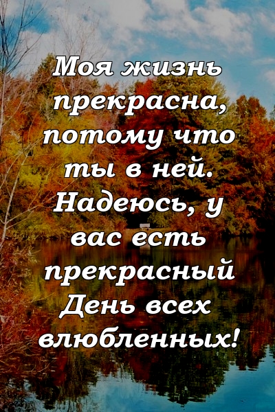 Моя жизнь прекрасна, потому что ты в ней. Надеюсь, у вас есть прекрасный День всех влюбленных!