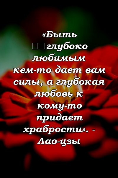 «Быть ​​глубоко любимым кем-то дает вам силы, а глубокая любовь к кому-то придает храбрости». - Лао-цзы