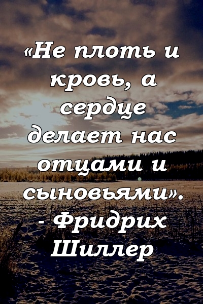 «Не плоть и кровь, а сердце делает нас отцами и сыновьями». - Фридрих Шиллер