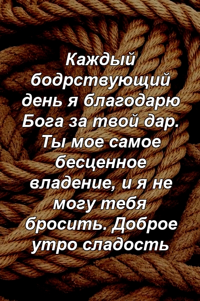 Каждый бодрствующий день я благодарю Бога за твой дар. Ты мое самое бесценное владение, и я не могу тебя бросить. Доброе утро сладость