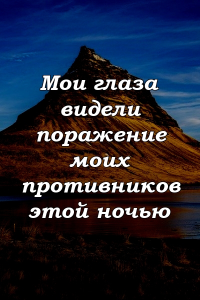 Мои глаза видели поражение моих противников этой ночью