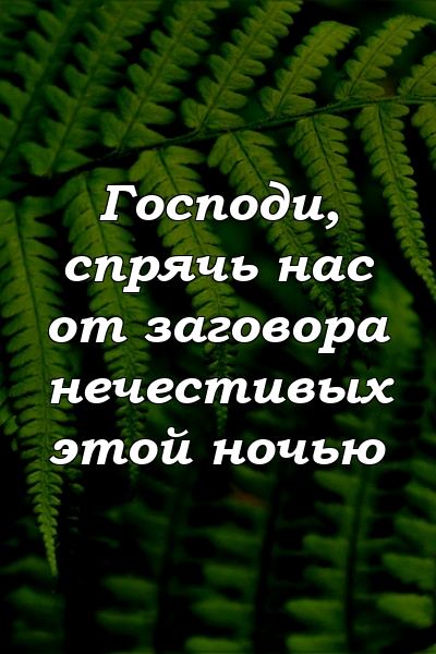 Господи, спрячь нас от заговора нечестивых этой ночью