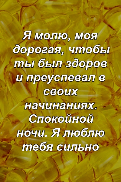 Я молю, моя дорогая, чтобы ты был здоров и преуспевал в своих начинаниях. Спокойной ночи. Я люблю тебя сильно