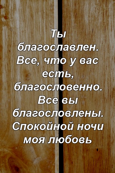 Ты благославлен. Все, что у вас есть, благословенно. Все вы благословлены. Спокойной ночи моя любовь