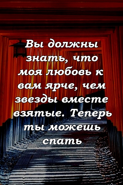 Вы должны знать, что моя любовь к вам ярче, чем звезды вместе взятые. Теперь ты можешь спать