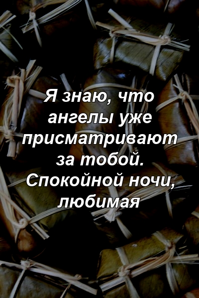 Я знаю, что ангелы уже присматривают за тобой. Спокойной ночи, любимая