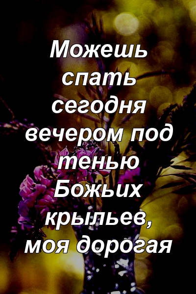 Можешь спать сегодня вечером под тенью Божьих крыльев, моя дорогая