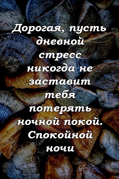 Дорогая, пусть дневной стресс никогда не заставит тебя потерять ночной покой. Спокойной ночи