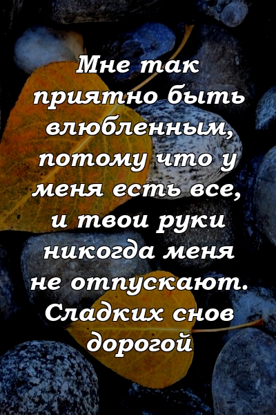 Мне так приятно быть влюбленным, потому что у меня есть все, и твои руки никогда меня не отпускают. Сладких снов дорогой