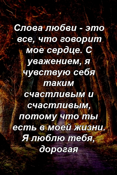 Слова любви - это все, что говорит мое сердце. С уважением, я чувствую себя таким счастливым и счастливым, потому что ты есть в моей жизни. Я люблю тебя, дорогая