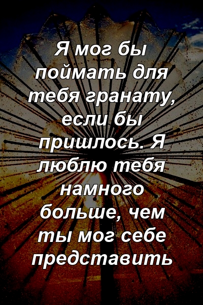 Я мог бы поймать для тебя гранату, если бы пришлось. Я люблю тебя намного больше, чем ты мог себе представить