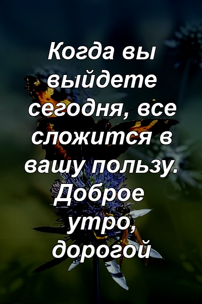 Когда вы выйдете сегодня, все сложится в вашу пользу. Доброе утро, дорогой