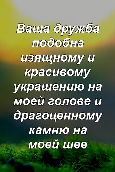 Ваша дружба подобна изящному и красивому украшению на моей голове и драгоценному камню на моей шее