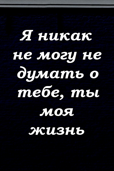 Я никак не могу не думать о тебе, ты моя жизнь