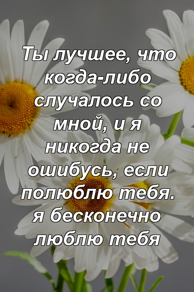 Ты лучшее, что когда-либо случалось со мной, и я никогда не ошибусь, если полюблю тебя. я бесконечно люблю тебя