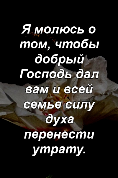 Я молюсь о том, чтобы добрый Господь дал вам и всей семье силу духа перенести утрату.