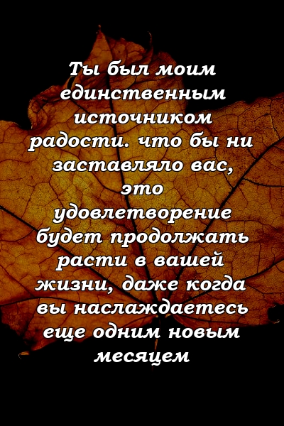 Ты был моим единственным источником радости. что бы ни заставляло вас, это удовлетворение будет продолжать расти в вашей жизни, даже когда вы наслаждаетесь еще одним новым месяцем