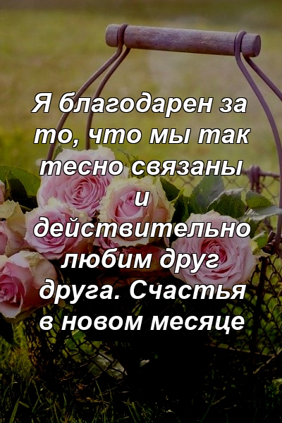 Я благодарен за то, что мы так тесно связаны и действительно любим друг друга. Счастья в новом месяце