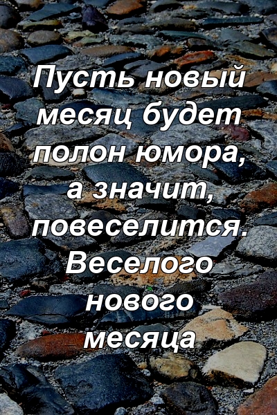 Пусть новый месяц будет полон юмора, а значит, повеселится. Веселого нового месяца