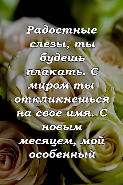 Радостные слезы, ты будешь плакать. С миром ты откликнешься на свое имя. С новым месяцем, мой особенный