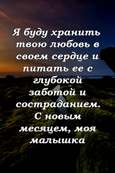 Я буду хранить твою любовь в своем сердце и питать ее с глубокой заботой и состраданием. С новым месяцем, моя малышка