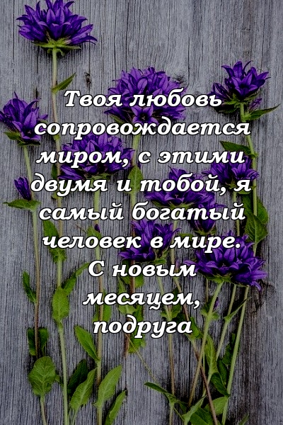 Твоя любовь сопровождается миром, с этими двумя и тобой, я самый богатый человек в мире. С новым месяцем, подруга