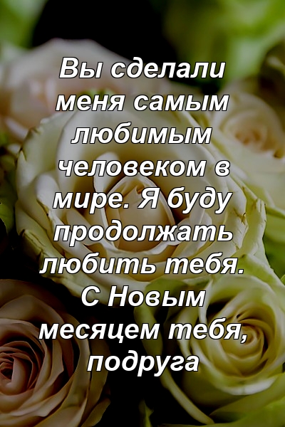 Вы сделали меня самым любимым человеком в мире. Я буду продолжать любить тебя. С Новым месяцем тебя, подруга