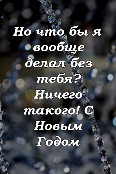 Но что бы я вообще делал без тебя? Ничего такого! С Новым Годом