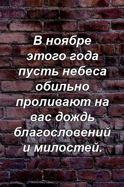 В ноябре этого года пусть небеса обильно проливают на вас дождь благословений и милостей.