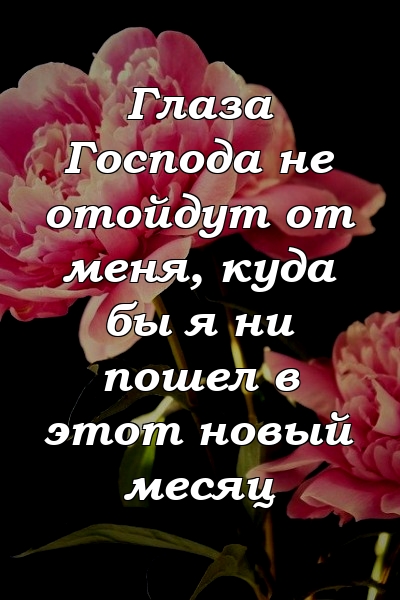 Глаза Господа не отойдут от меня, куда бы я ни пошел в этот новый месяц