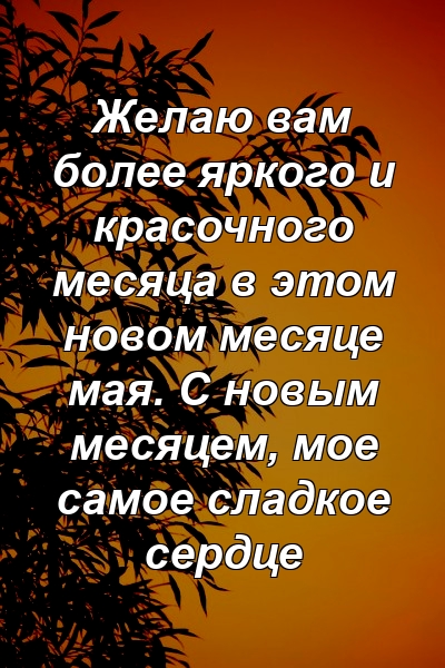 Желаю вам более яркого и красочного месяца в этом новом месяце мая. С новым месяцем, мое самое сладкое сердце