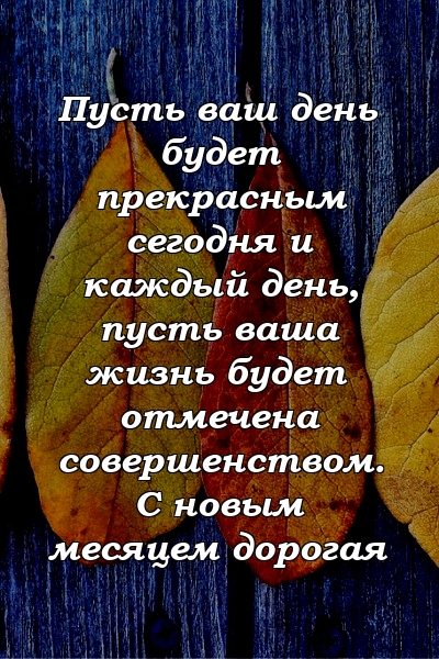 Пусть ваш день будет прекрасным сегодня и каждый день, пусть ваша жизнь будет отмечена совершенством. С новым месяцем дорогая