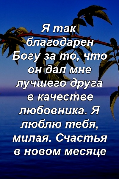 Я так благодарен Богу за то, что он дал мне лучшего друга в качестве любовника. Я люблю тебя, милая. Счастья в новом месяце