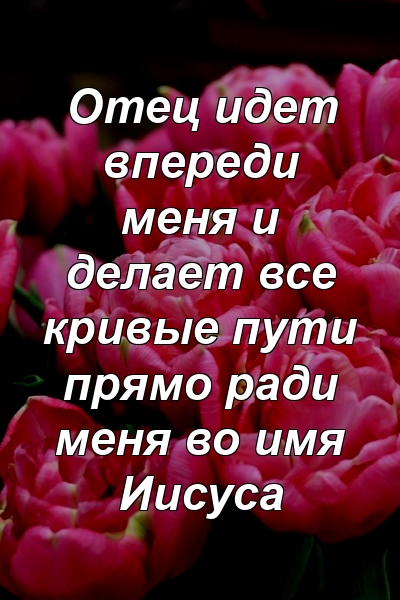 Отец идет впереди меня и делает все кривые пути прямо ради меня во имя Иисуса