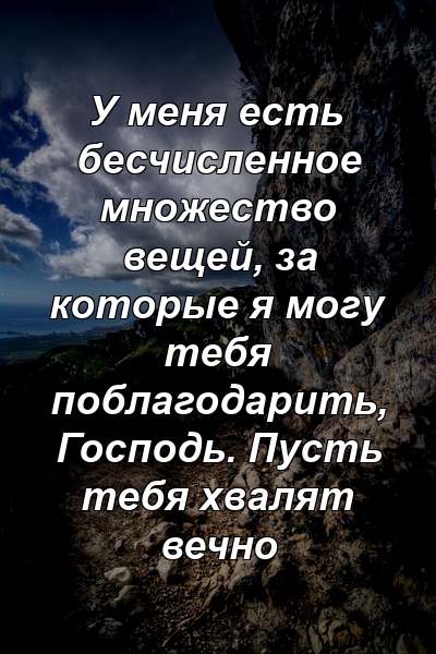 У меня есть бесчисленное множество вещей, за которые я могу тебя поблагодарить, Господь. Пусть тебя хвалят вечно