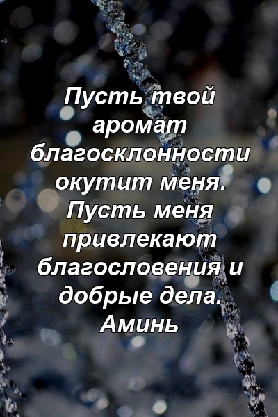 Пусть твой аромат благосклонности окутит меня. Пусть меня привлекают благословения и добрые дела. Аминь