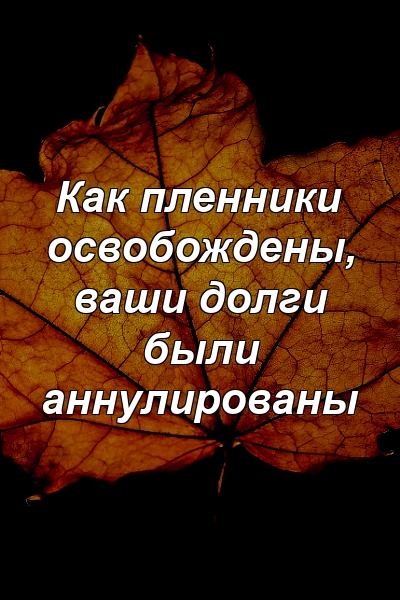 Как пленники освобождены, ваши долги были аннулированы